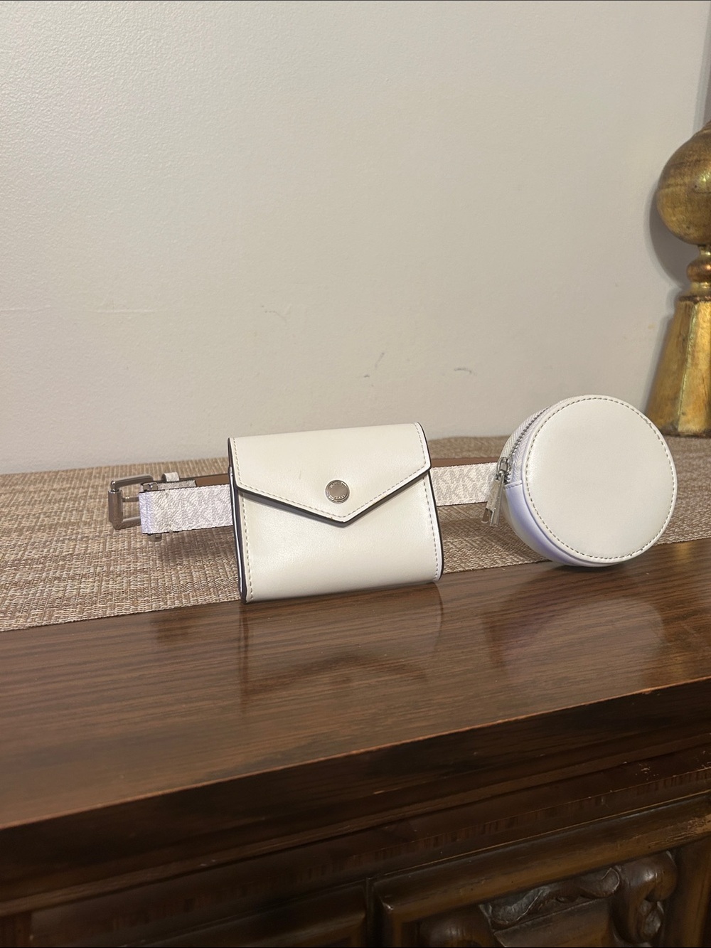 White Leather Belt Bag with Coin Pouch Brand New Unworn S/M